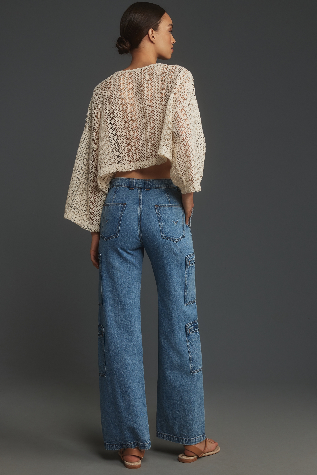 Hudson Welt Pocket Cargo High-Rise Wide-Leg Jeans