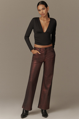 Hudson Jeans Rosie High-rise Wide Leg Ankle In Burgundy