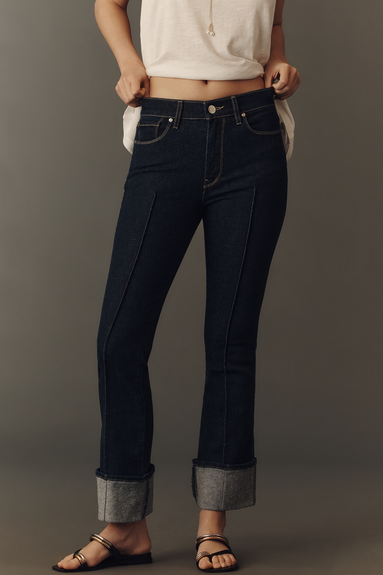 Hudson Barbara Low-Rise Cuffed Wide-Leg Jeans