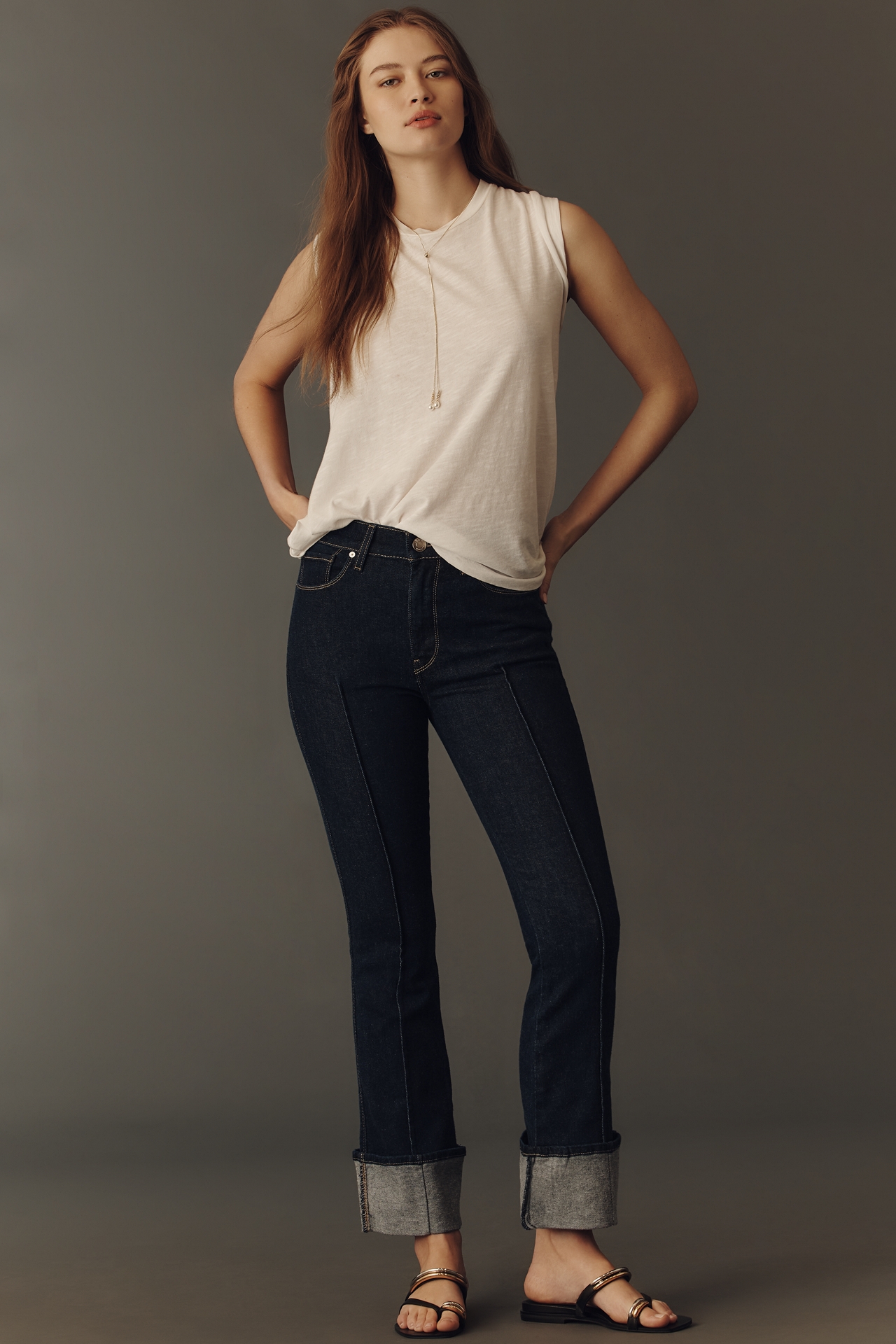 Hudson Barbara Low-Rise Cuffed Wide-Leg Jeans