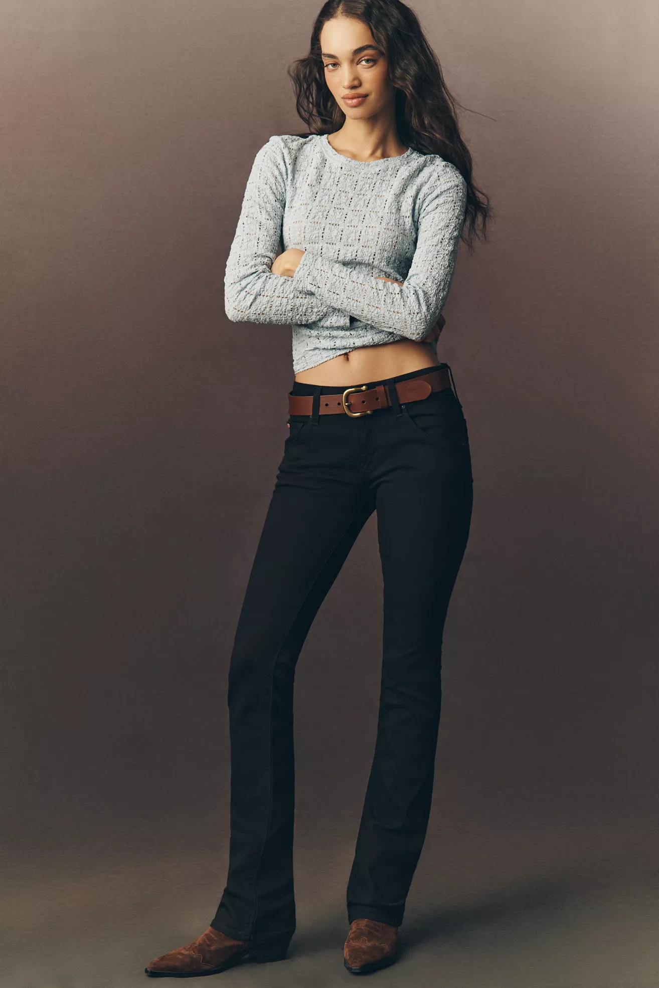 Hudson Beth Petite Mid-Rise Baby Bootcut Jeans