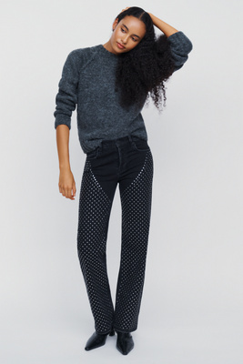 Hudson Rosie Studded High Rise Wide Leg Jeans by Anthropologie