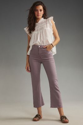 Shop Fidelity Denim Fidelity Juniper Mid-rise Crop Wide-leg Jeans In Purple