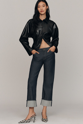 Fidelity Denim Cali Mid-rise Cuffed Straight-leg Jeans In Blue