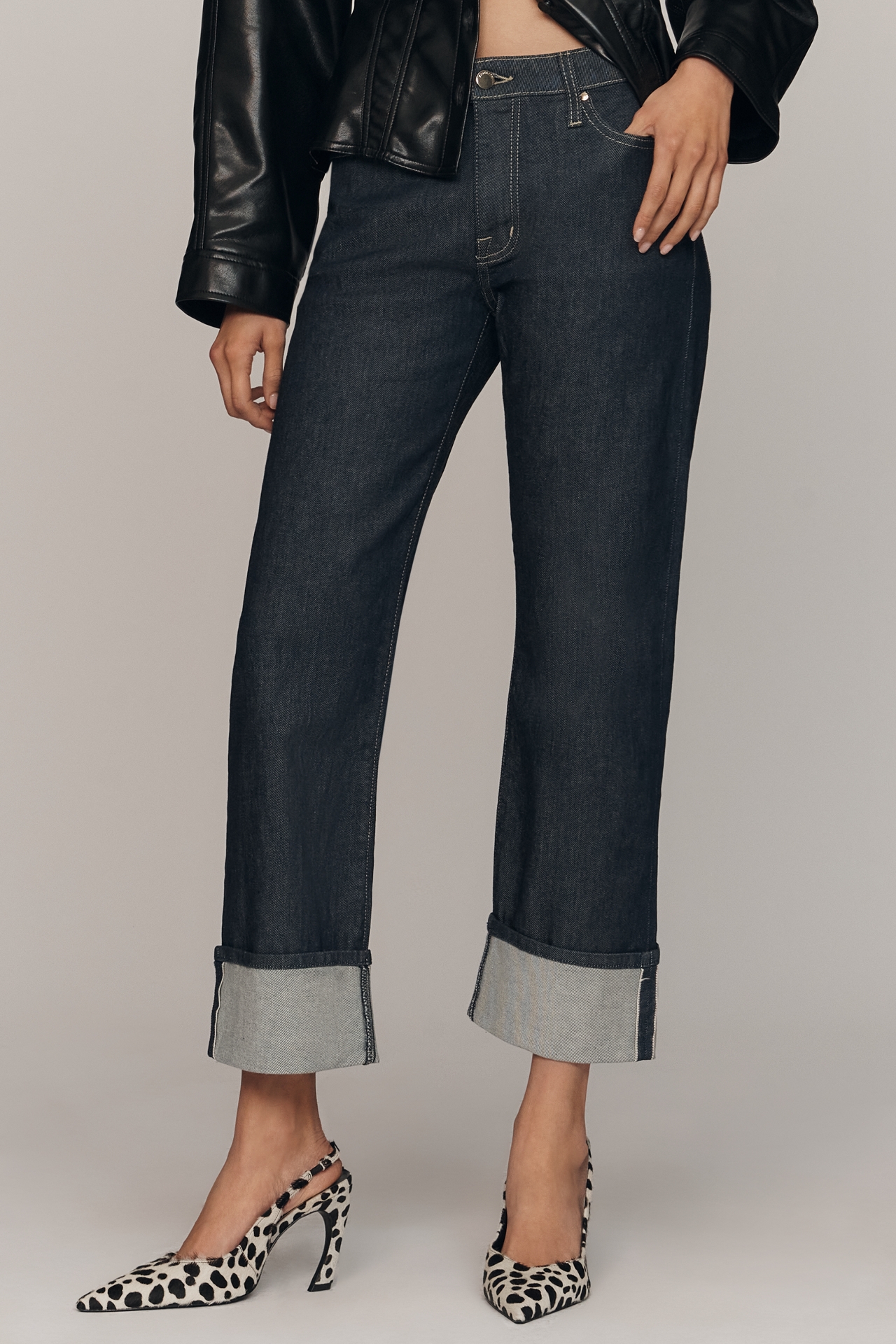 Fidelity Denim Cali Mid-Rise Cuffed Straight-Leg Jeans