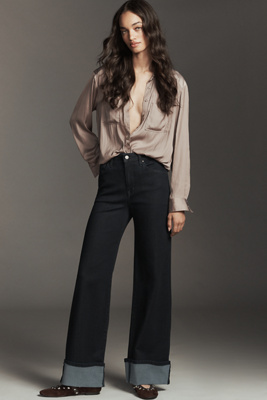 Fidelity Denim Ziggy High-rise Wide-leg Cuffed Jeans In Blue