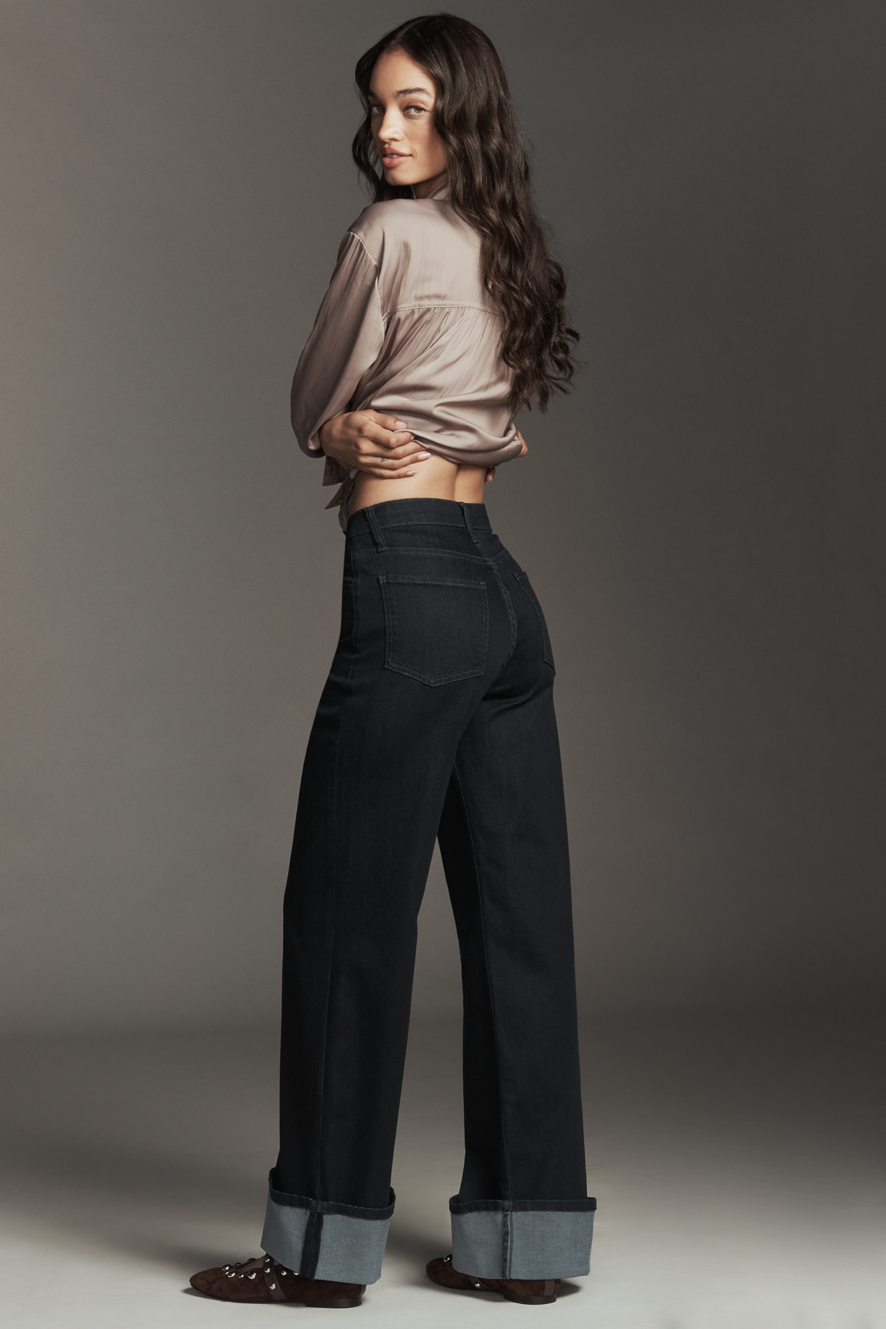 Fidelity Denim Ziggy High-Rise Wide-Leg Cuffed Jeans