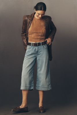 Fidelity Denim Cardi High-Rise Wide-Leg Crop Knit Jeans