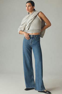 Rag & Bone Sofie High-rise Ankle Wide Leg With Cuff Jeans Dwnjl In Blue