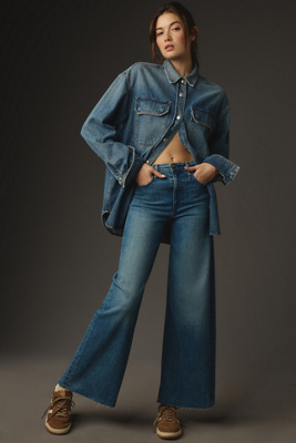 Shop Rag & Bone Sofie High-rise Crop Wide-leg Jeans In Blue