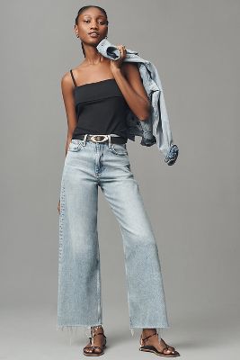 Shop Rag & Bone Andi Crop High-rise Wide-leg Jeans In Blue