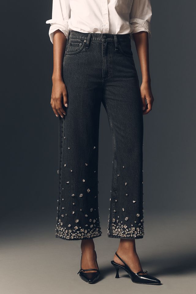 rag & bone Andi Featherweight High-Rise Wide-Leg Embellished Jeans #1