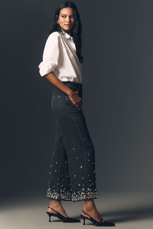 rag & bone Andi Featherweight High-Rise Wide-Leg Embellished Jeans #4