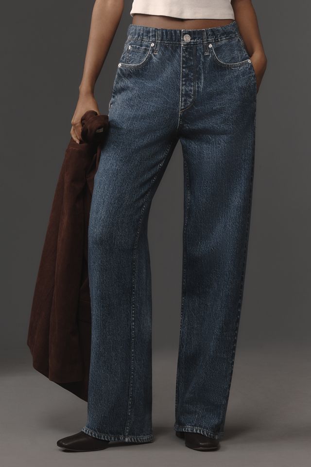 rag & bone Miramar Mid-Rise Wide-Leg Denim-Knit Jeans | Anthropologie