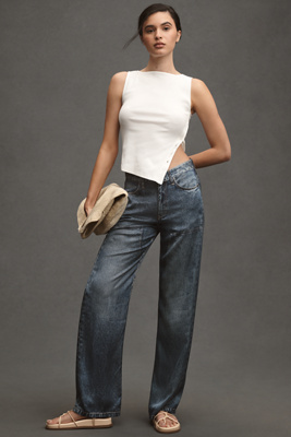 Rag & Bone Miramar Satin Logan Mid-rise Wide-leg Carpenter Jeans In Blue