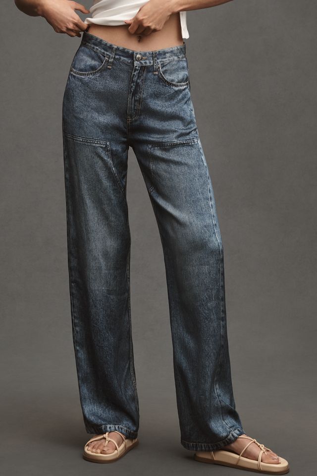 rag & bone Miramar Satin Logan Mid-Rise Wide-Leg Carpenter Jeans