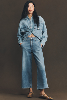 Rag & Bone Andi High-rise Crop Wide-leg Jeans In Blue