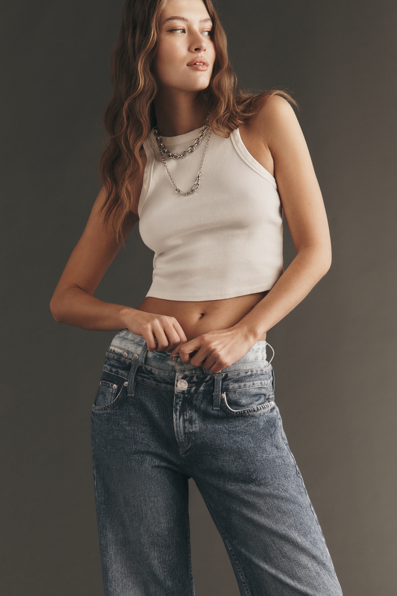 rag & bone Cotton Miramar Combo Logan High-Rise Wide-Leg Jeans