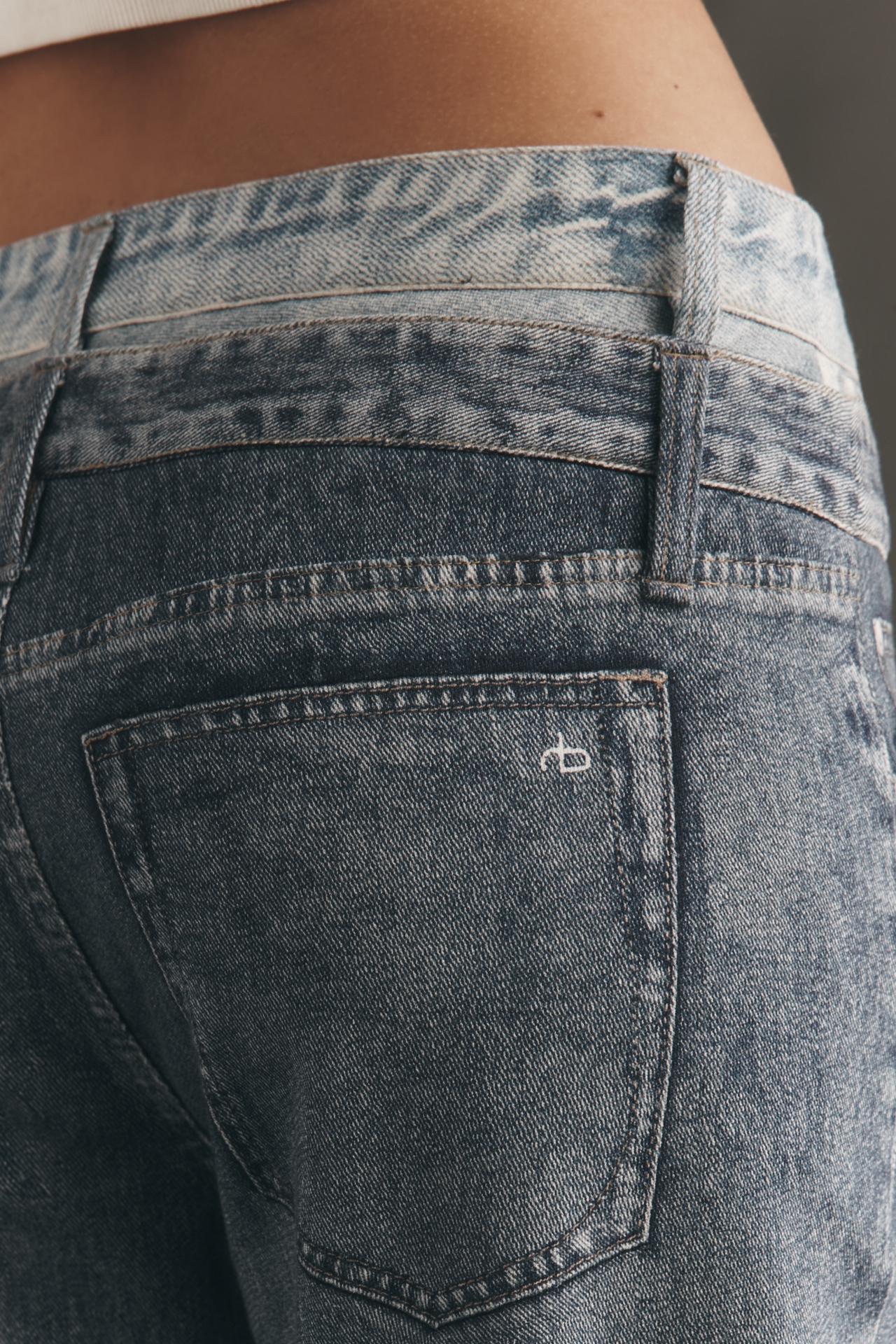 rag & bone Cotton Miramar Combo Logan High-Rise Wide-Leg Jeans