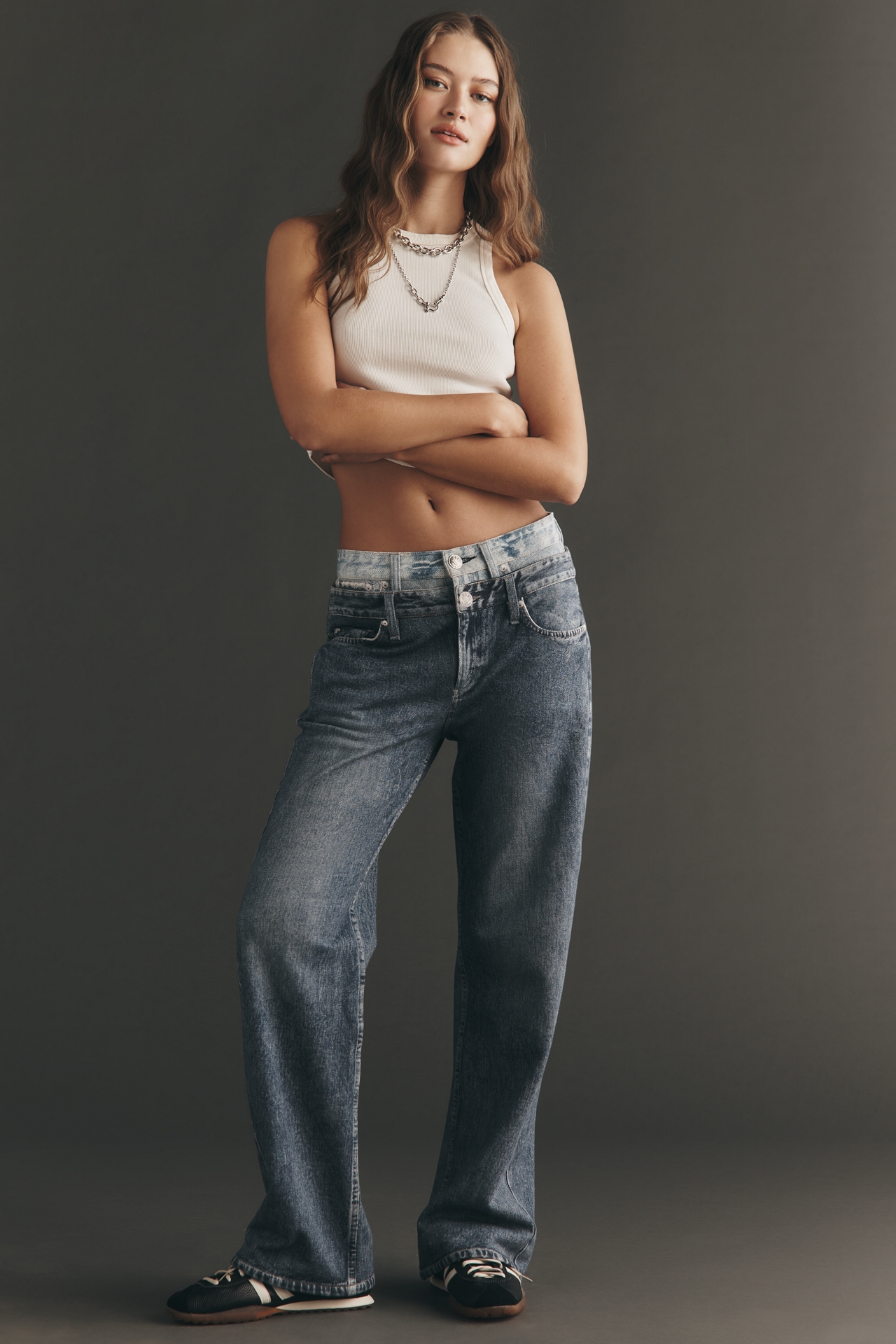 rag & bone Cotton Miramar Combo Logan High-Rise Wide-Leg Jeans