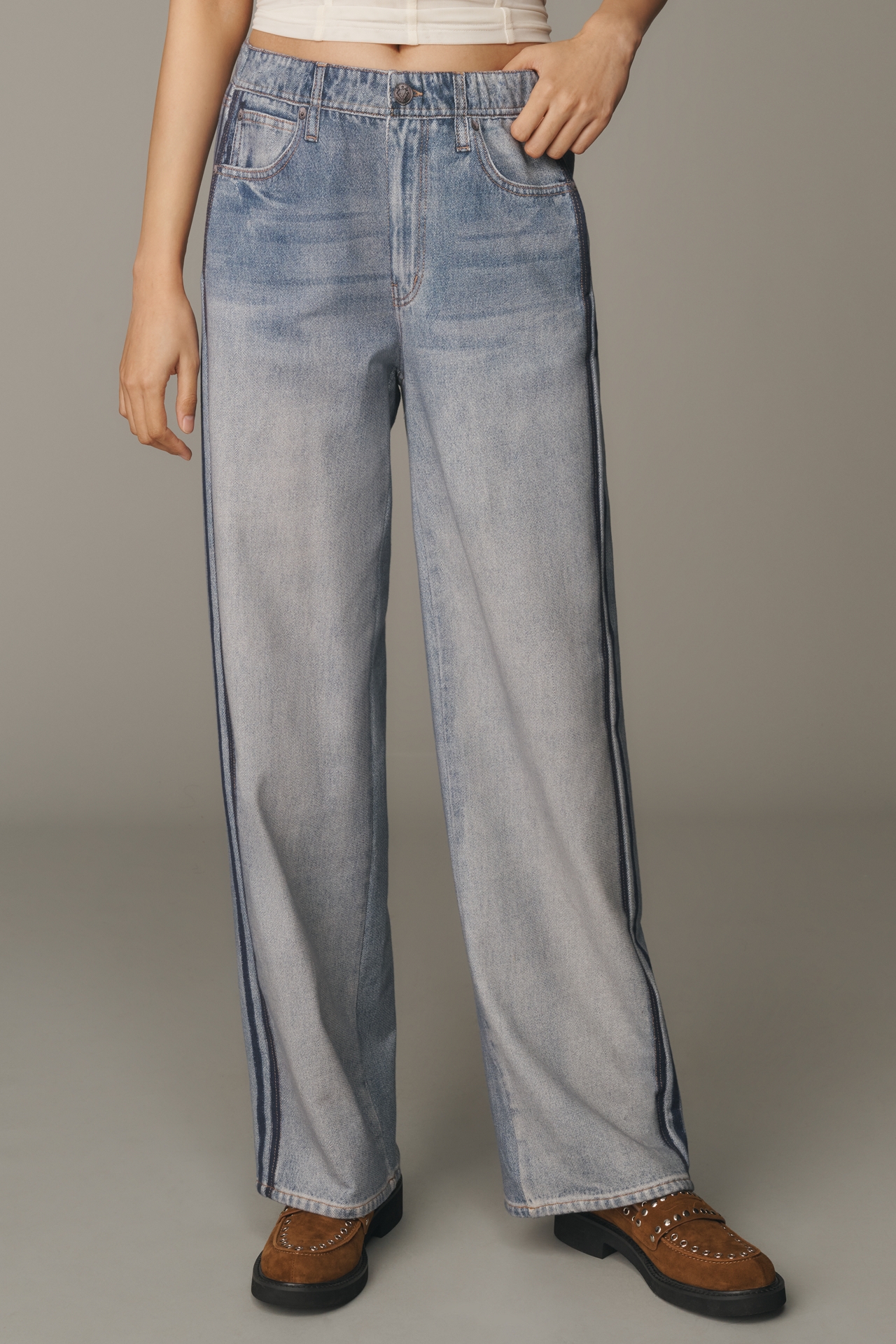 rag & bone Miramar High-Rise Wide-Leg Track Jeans