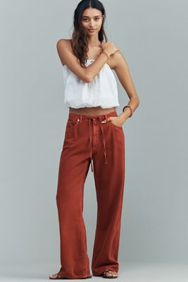 rag & bone Phoebe Drawstring High-Rise Wide-Leg Jeans