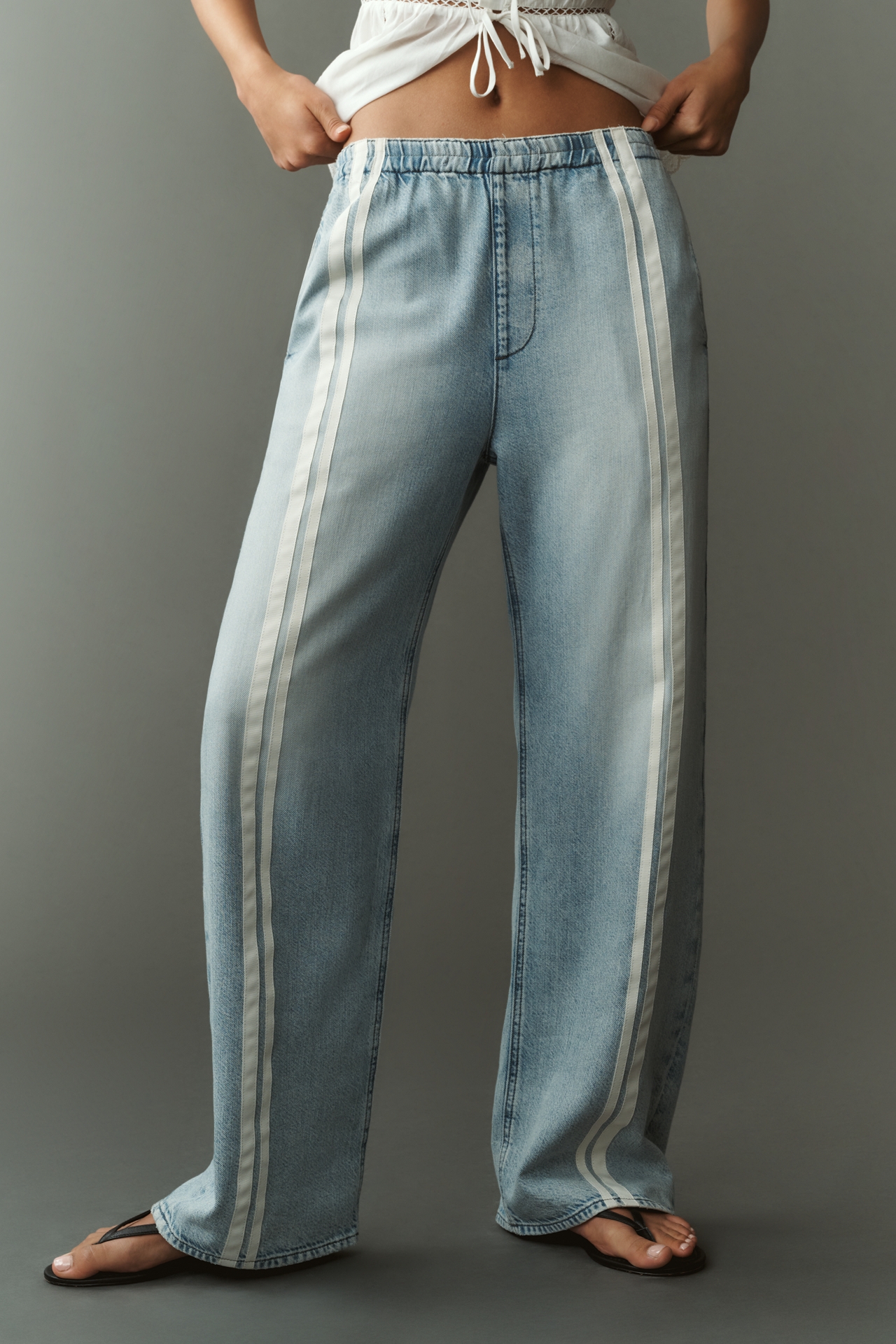 rag & bone Logan Featherweight Pull-On Wide-Leg Jeans