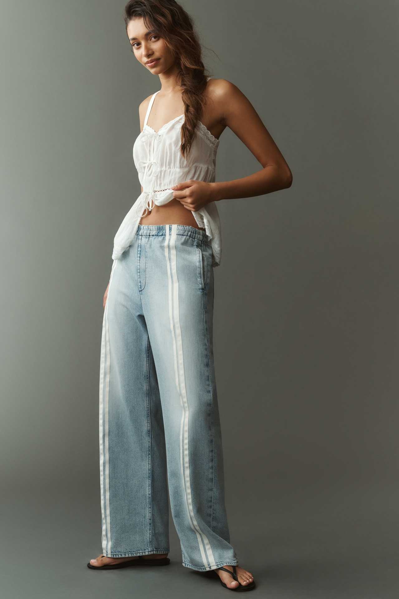 rag & bone Logan Featherweight Pull-On Wide-Leg Jeans