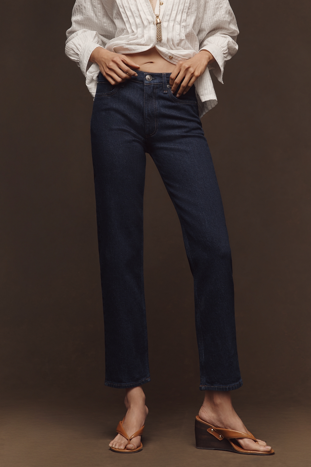 rag & bone Harlow Mid-Rise Straight-Leg Jeans