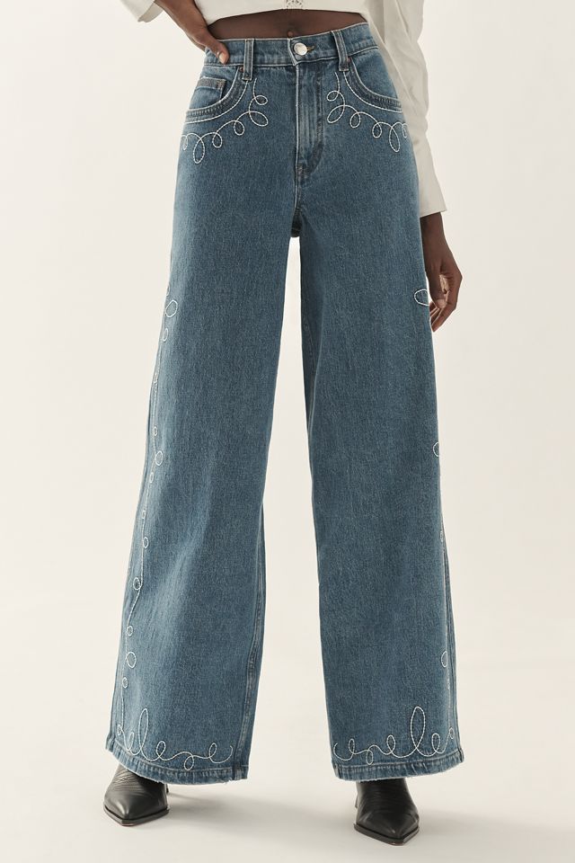 Seventy + Mochi Western Bay Mid-Rise Wide-Leg Jeans | Anthropologie