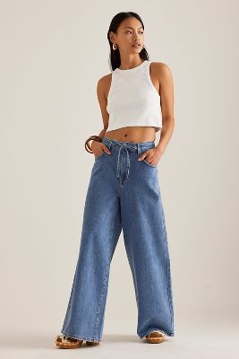 Jeans Larges à Cordon de Serrage Blake en Blue, taille: XS chez Anthropologie - Seventy + Mochi - Modalova