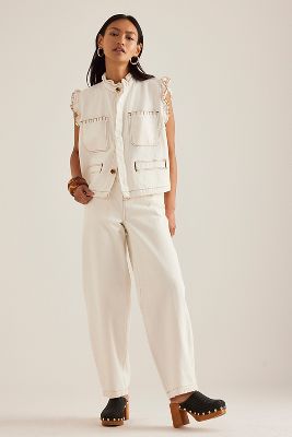 Jeans Barrel Taille Haute Mia en White, taille: 25 chez Anthropologie - Seventy + Mochi - Modalova