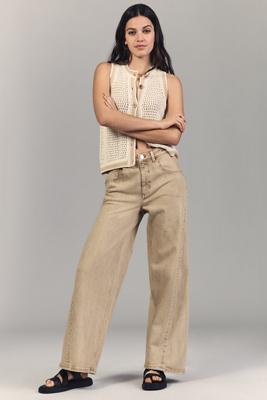 Seventy + Mochi Gracie Low-rise Twist Taper Jeans In Beige