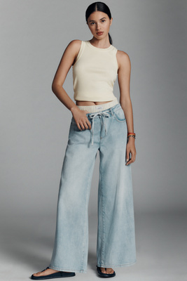 Seventy + Mochi Blake High-rise Wide-leg Tie-waist Jeans