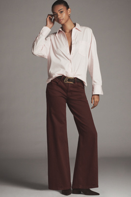 Seventy + Mochi Mid-rise Wide-leg Twisted Jeans In Red