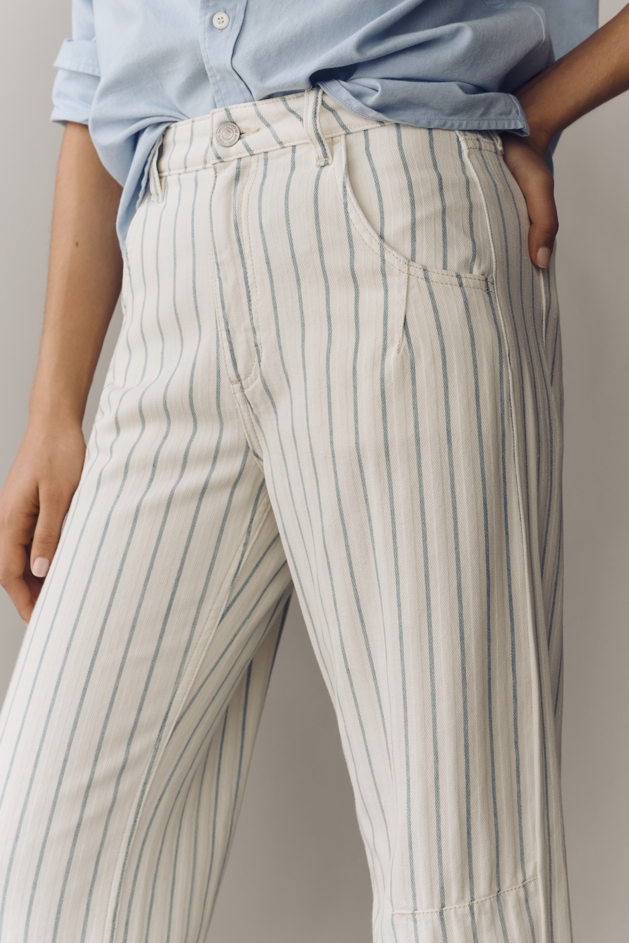 Seventy + Mochi Nina Striped Mid-Rise Straight-Leg Jeans