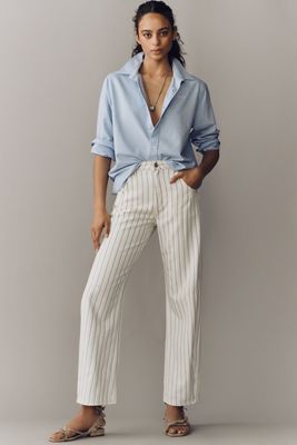 Seventy + Mochi Nina Striped Mid-Rise Straight-Leg Jeans