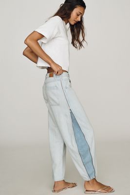 Seventy + Mochi Bo Zipper High-Rise Barrel-Leg Jeans