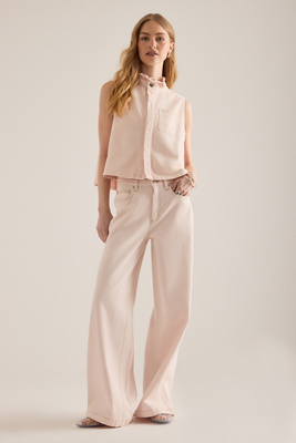 Seventy + Mochi Bay Blush High-Rise Wide-Leg Jeans