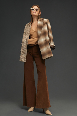 Frame Le Palazzo Wide-leg High-rise Cotton-blend Trousers In Brown