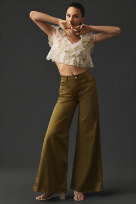 Frame Le Palazzo Wide Leg Jeans In Green