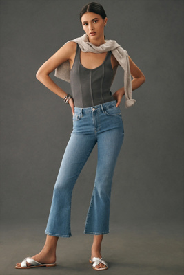 Frame Le Cropped High Rise Mini Bootcut Jeans In Porter In Blue