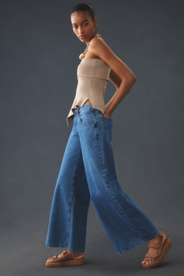 Frame Le Pixie Midrise Wideleg Jeans In Mid Denim ModeSens