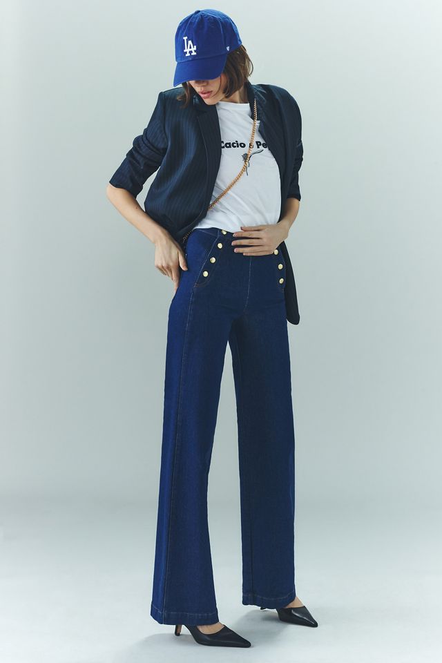 【Raucohouse】Incision snap cover wide denim pants Incision snap cover wide denim pants - Raucohouse | 60
