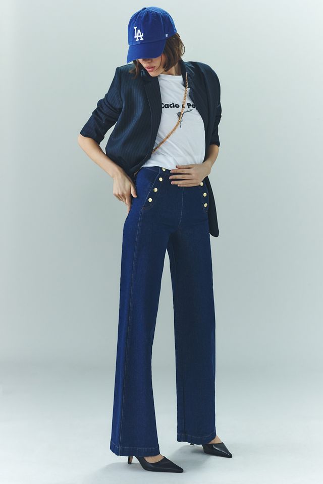 Shop Frame Sailor Snap Wide-Leg Jeans