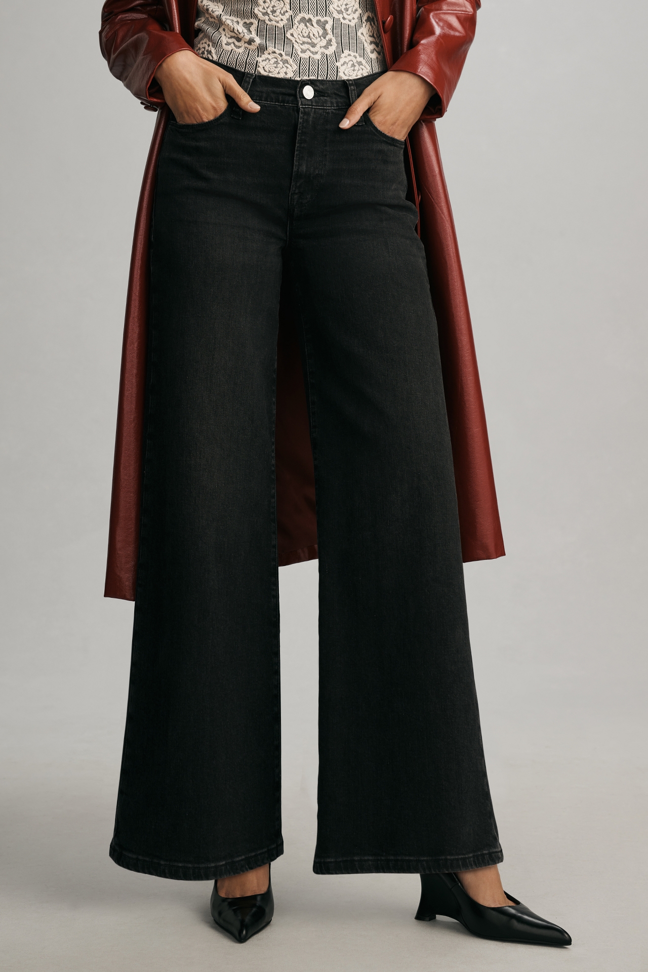 FRAME Le Slim High-Rise Palazzo Jeans