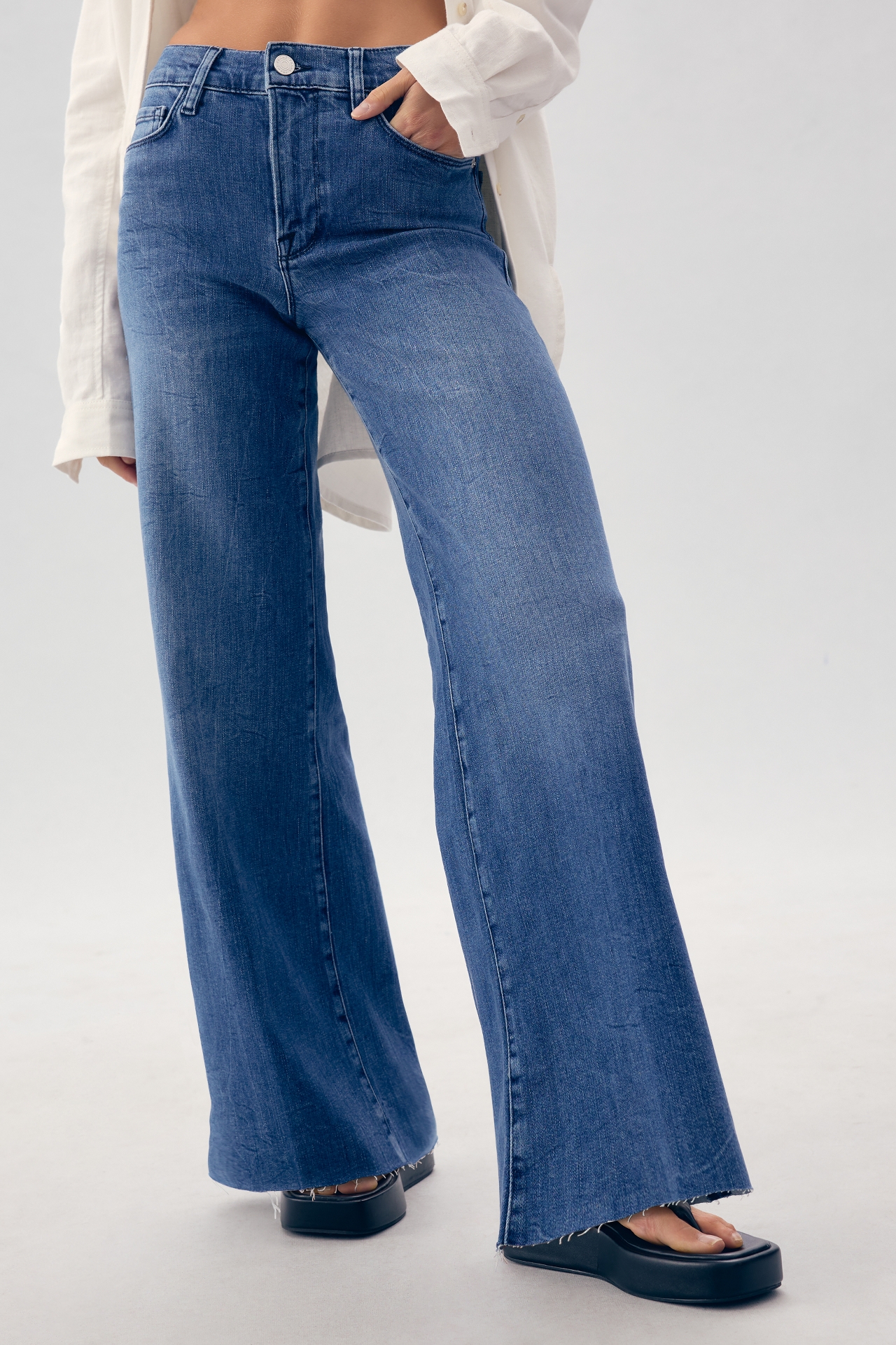 FRAME Le Slim High-Rise Palazzo Jeans