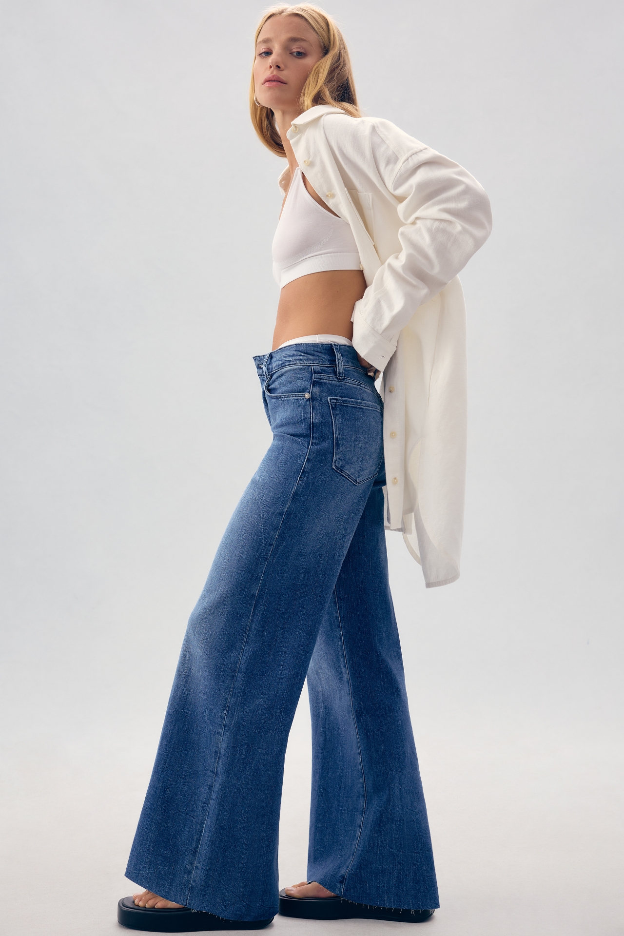 FRAME Le Slim High-Rise Palazzo Jeans