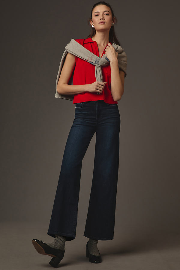Shop Frame Le Slim Palazzo High-rise Wide-leg Jeans In Blue