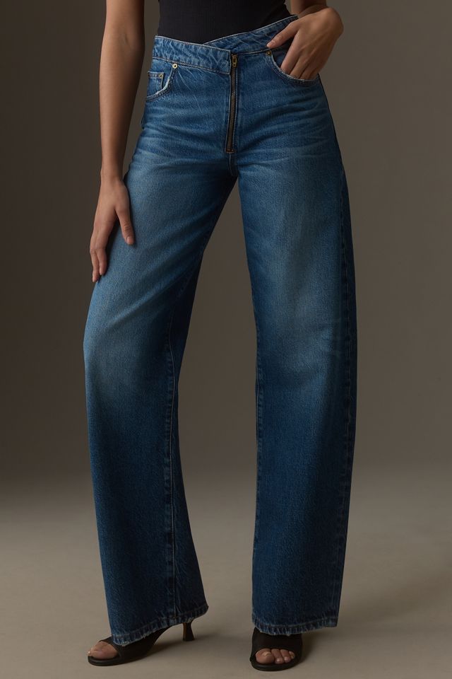FRAME Angled Zipper High-Rise Tapered Jeans | Anthropologie